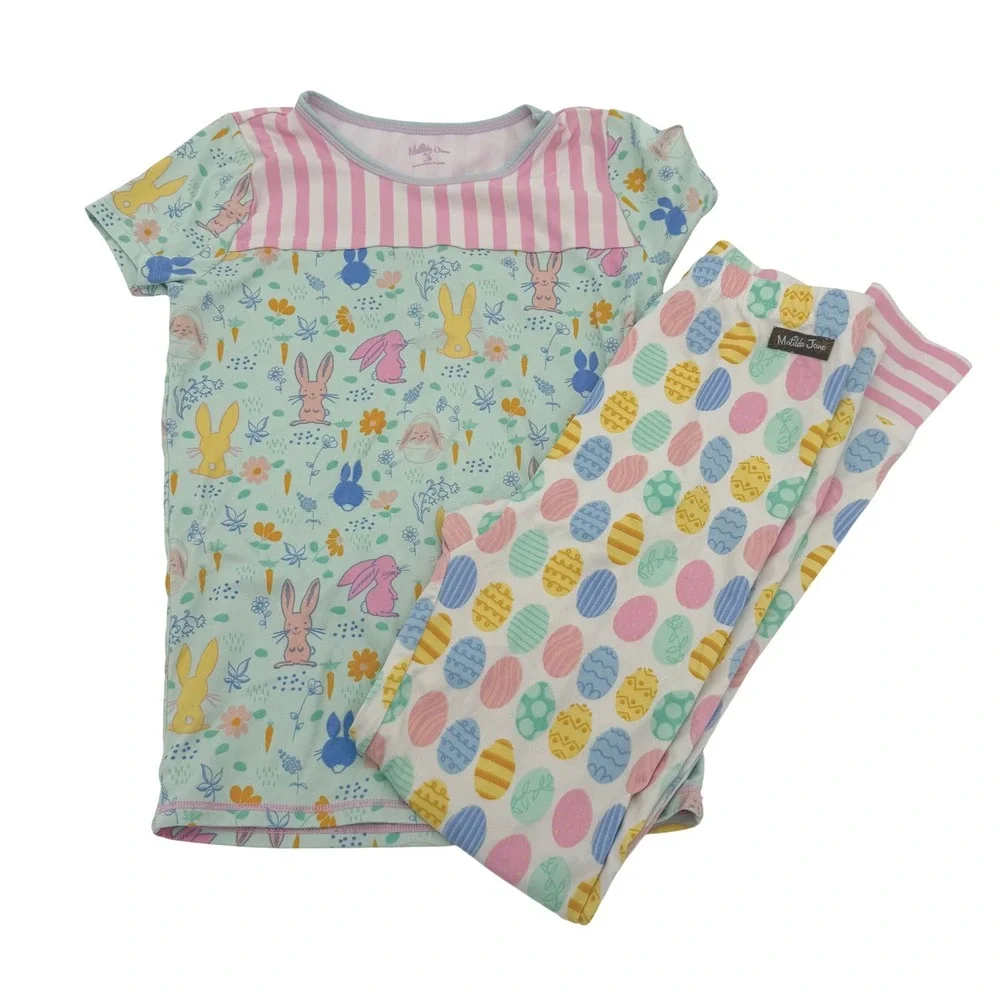 Matilda Jane Pajama Set Kids 12 Multicolor Bunny Easter Egg‎ Striped Spring PJ